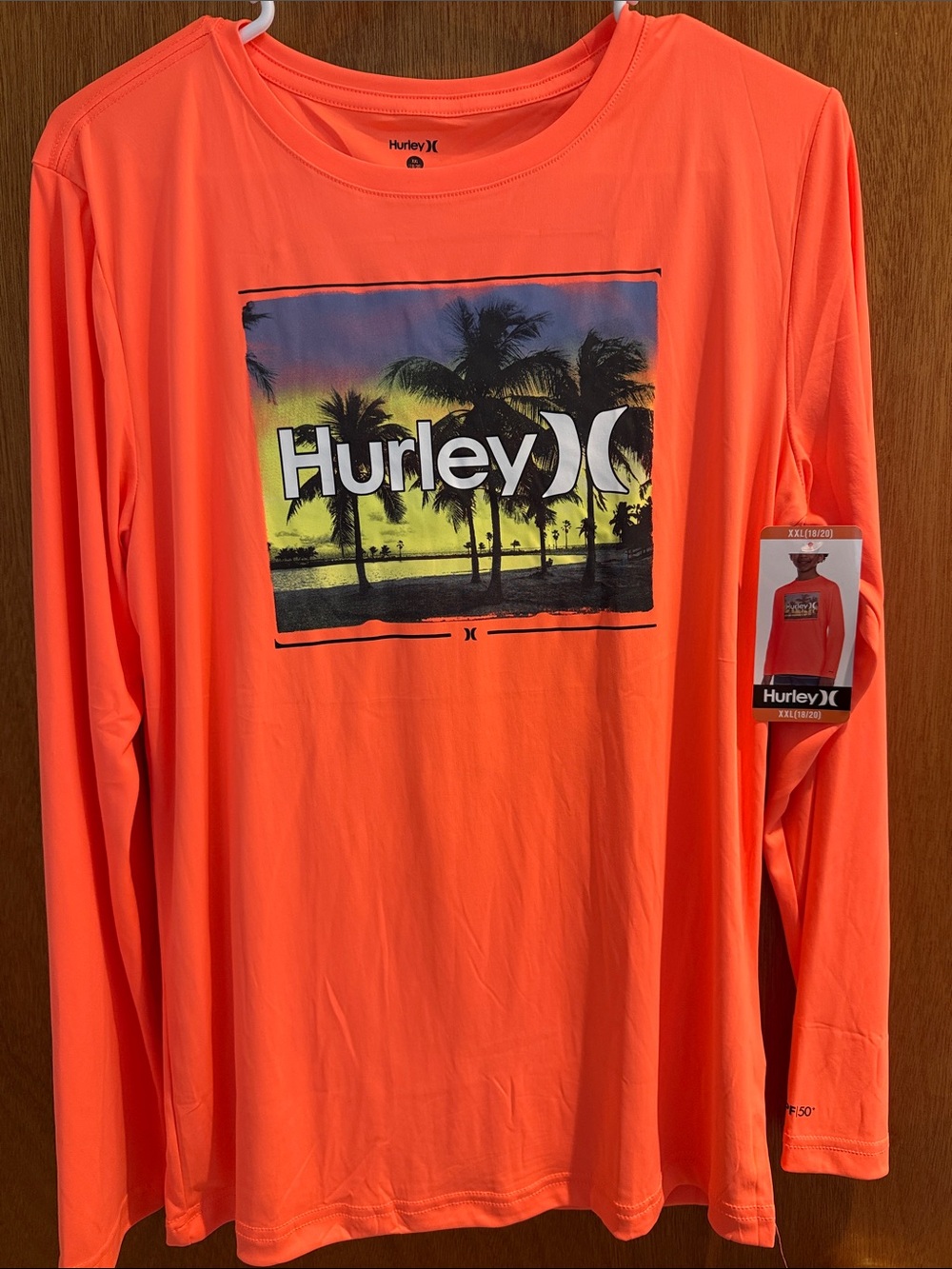 Hurley Men's Long Sleeve Graphic Shirt - Bright Orange